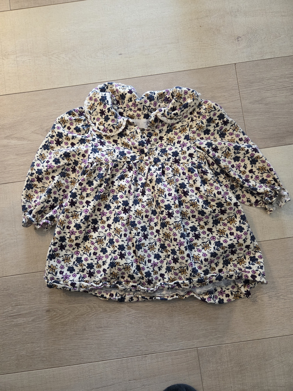 Zara Cream Dress with Purple & Navy Floral Print